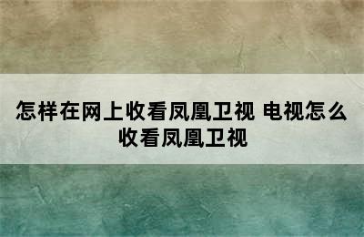 怎样在网上收看凤凰卫视 电视怎么收看凤凰卫视